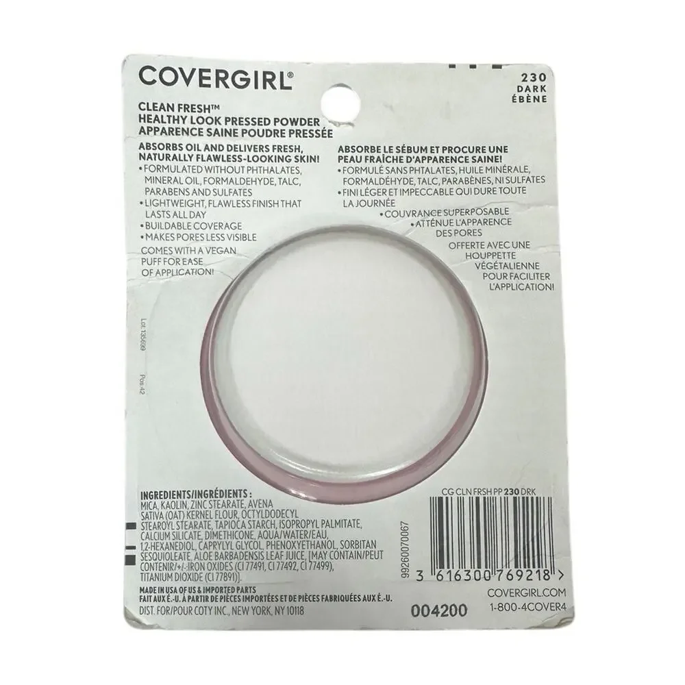 CoverGirl Clean Fresh Healthy Look Pressed Powder .35oz 230 Dark Lot of 3 NEW